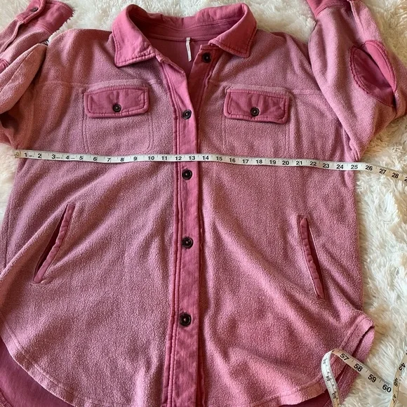 Free People | Pink Ruby Oversized Shirt Jacket size Small - Picture 14 of 15